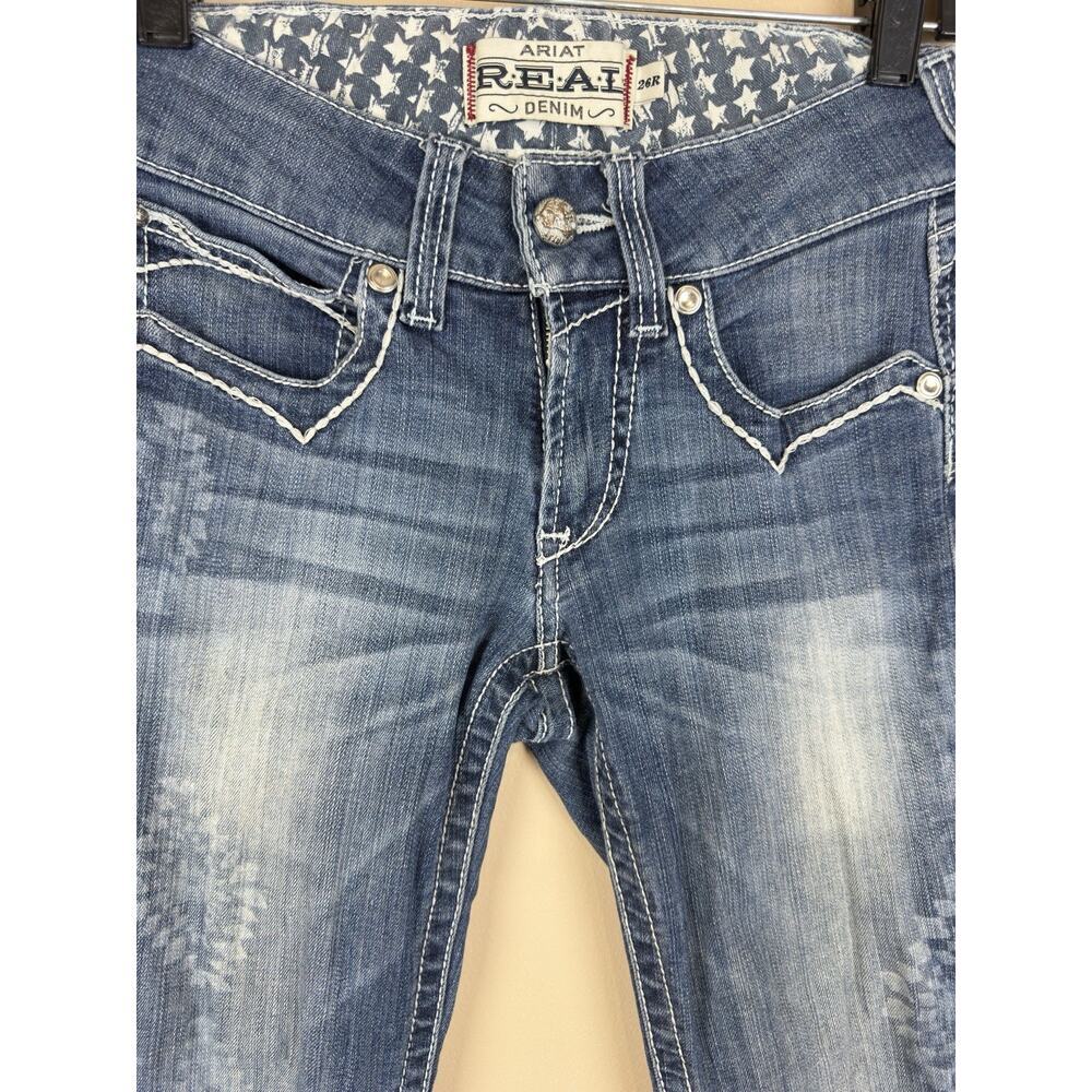 ARIAT R.E.A.L. Skinny Jeans Women’s 26R Low Rise Denim Frayed Hem Blue - Picture 10 of 16